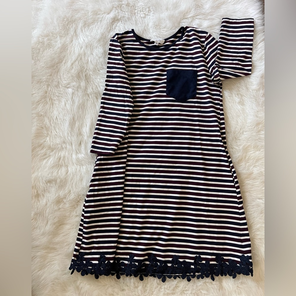 Peach love California sz m striped 3/4 sleeve dress 0293